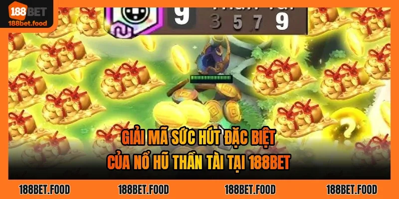 Giao diện game nổ hũ 188BET Thần Tài với biểu tượng bao lì xì và thỏi vàng